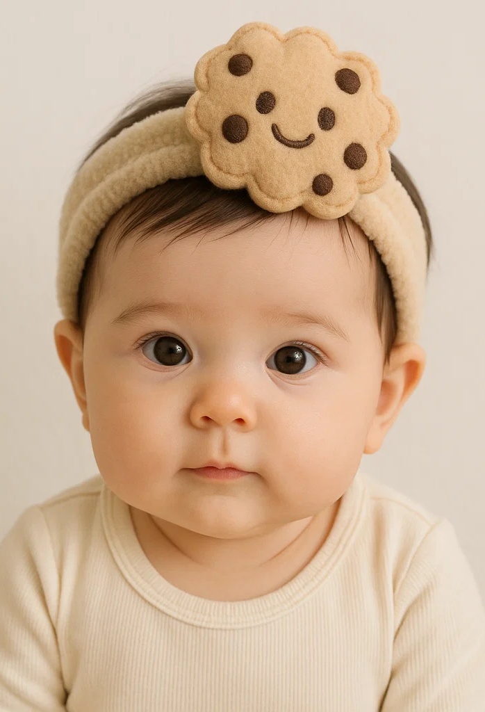 Smiling Cookie Plush Baby Headband – Sweet Treat Design